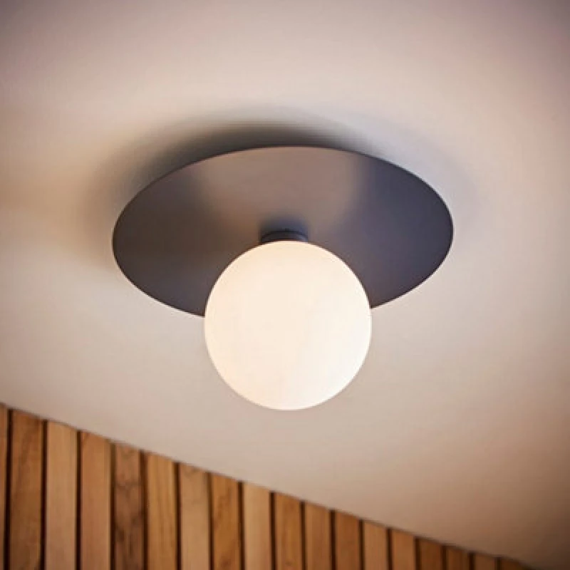 Image of ValueLights ValueLights Darla Frosted Globe IP44 Rated Bathroom Flush Ceiling Light in Dark Navy Dark Navy One Size Unisex 5016529274872