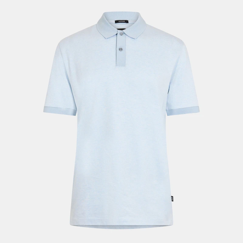 Image of Boss Mens H-Parlay Micro-Pattern Cotton Short Sleeve Polo Shirt Pastel Blue male L