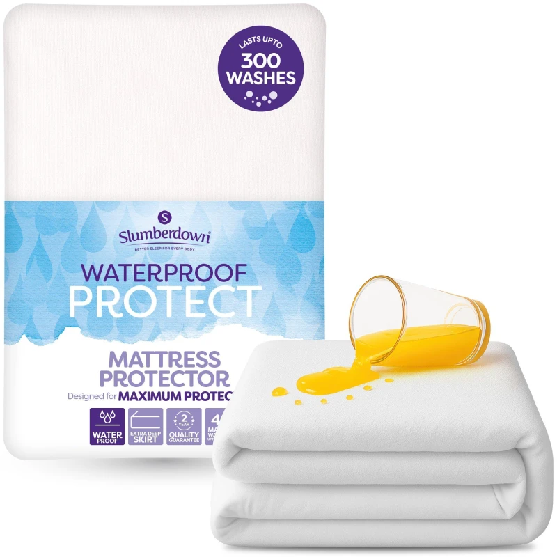 Image of Slumberdown Slumberdown Waterproof Protect Mattress Protector in White Size: Single White Single Unisex 5012924079982