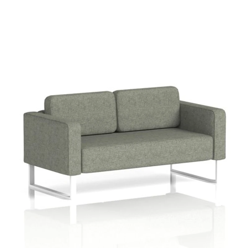 Image of Brixworth Office Sofa 2 Seater with White Legs in Rivet Fabric - Vitreous