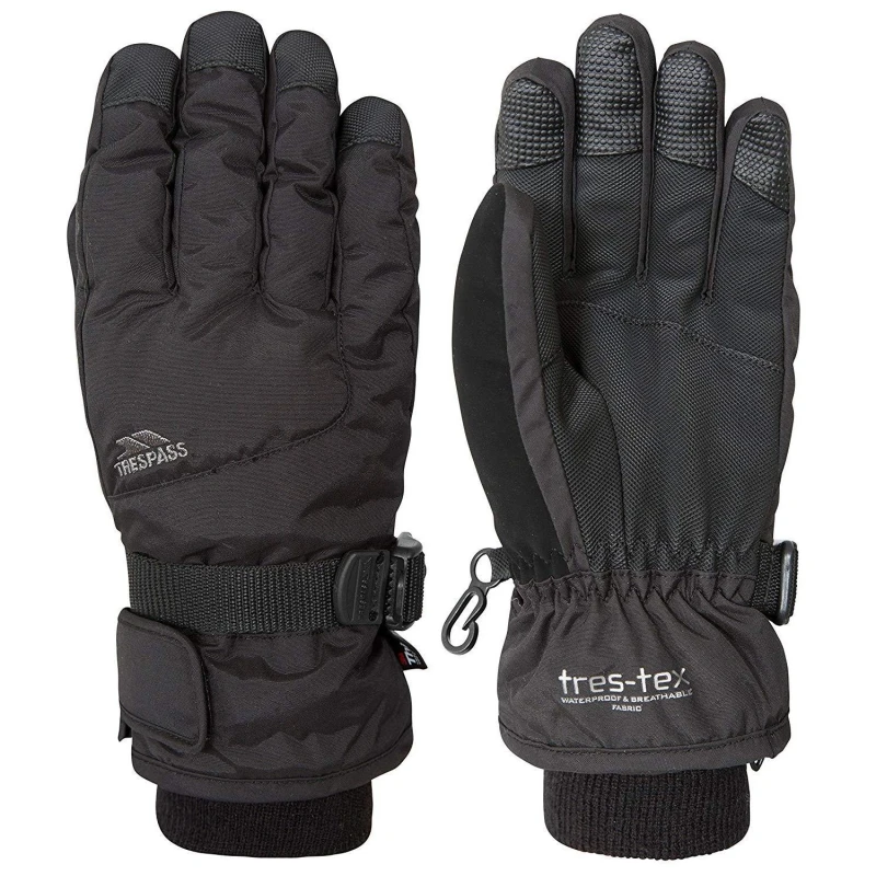 Image of Trespass Ergon II Ski Gloves in Black Size: 2-4 Years Black Unisex 2-4 Years