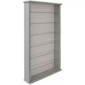 Image of Wall Display Cabinet Wood 6 Glass Shelves - Grey