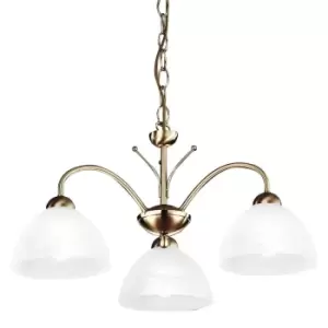 Image of Milanese 3 Light Multi Arm Ceiling Pendant Antique Brass, Glass, E14