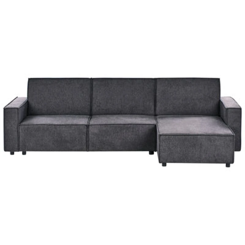 Image of Beliani Corner Sofa Bed 3 Seater Romedal Ii Fabric Graphite Grey Left Hand