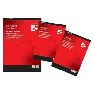 Image of 5 Star Office Laminating Pouches 150 Micron for A4 Gloss Pack 100