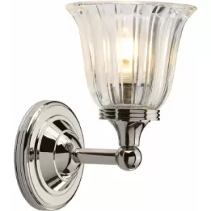 Image of IP44 Wall Light Ridged Glass Tulip Design Cup Polished Nickel LED G9 3.5W