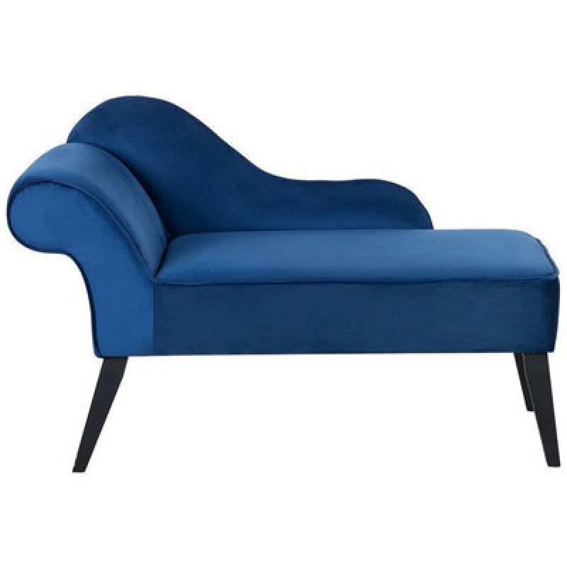 Image of Beliani Left-Hand Chaise Lounge Biarritz Velvet Navy Blue
