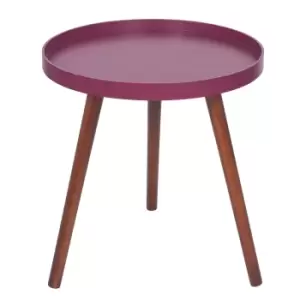 Image of Pacari Dark Pine Wooden Leg Round Side Table Raspberry
