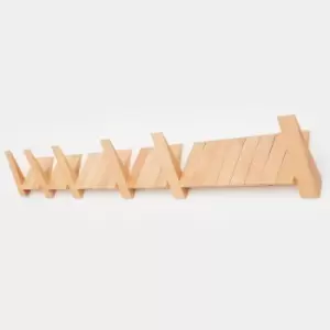 Image of IloveHandles Switchboard Modular 25 Triangular Hook Retractable Slimline Wooden Coat Rack - Natural