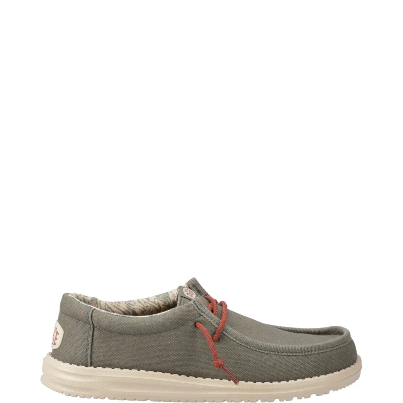 Image of HEYDUDE Wally Waxed Canvas Shoes Olive
