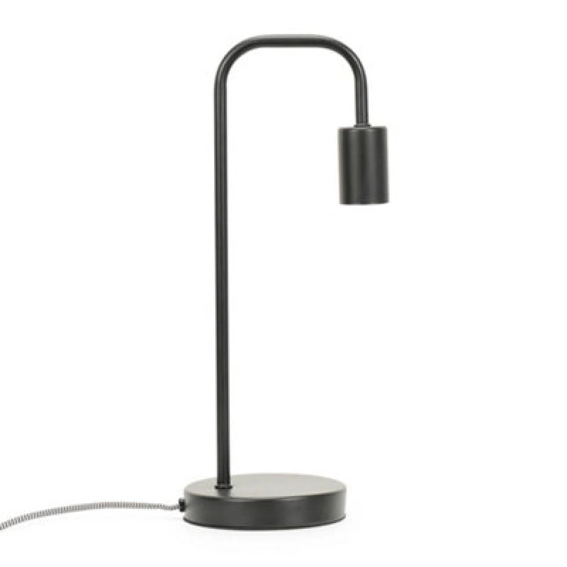 Image of ValueLights ValueLights Bronx Black Table Lamp With Curved Metal Stem Black One Size Unisex 5016529264385