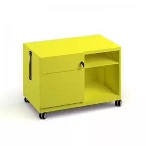 Image of Bisley steel caddy left hand storage unit 800mm - yellow