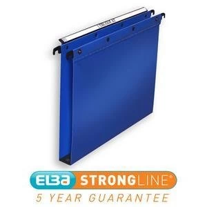 Image of Elba Foolscap Ultimate Suspension File Polypropylene 30mm Base Blue Pack of 25