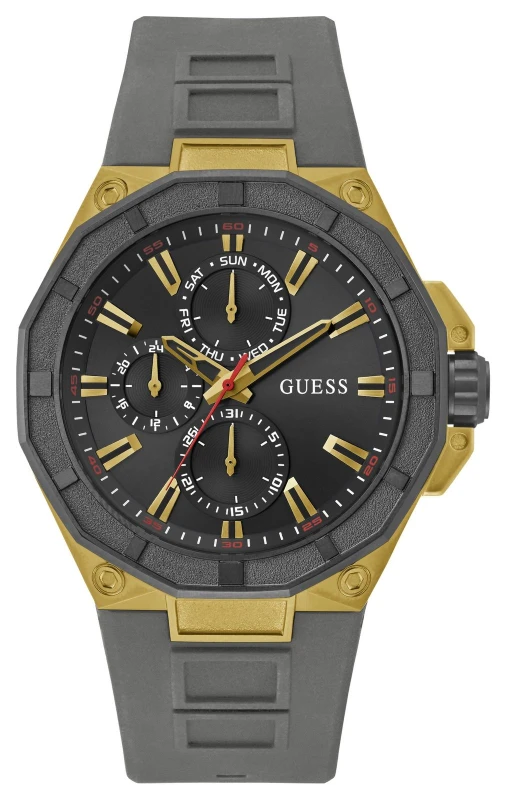 Image of Guess GW0803G1 Mens R2 (46mm) Black Dial / Grey Silicone Watch