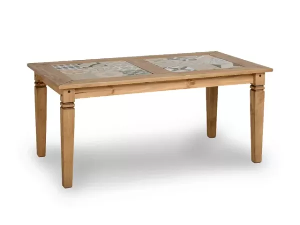 Image of Seconique Salvador 166cm Waxed Pine and Tile Dining Table