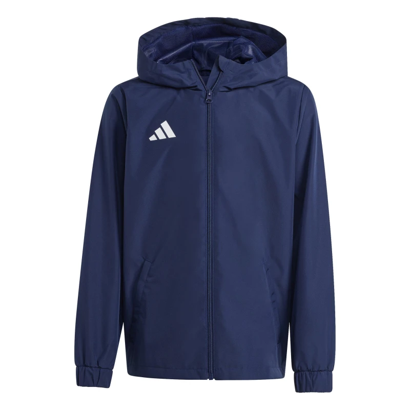 Image of adidas Kids Entrada 26 Water and Wind Resistant Rain Anorak Navy male 5-6 Years