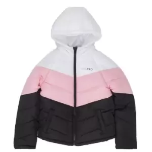 Image of USA Pro Colour Block Puffer Jacket Junior Girls - Black