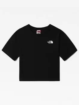 Image of The North Face Girls Short Sleeve Simple Dome Cropped Tee - Black, Size L=13-14 Years, Women