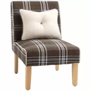 Image of HOMCOM Linen Upholstered Modern Dining Chair With Rubber Wood Legs Brown