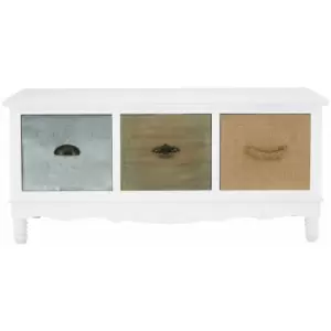 Image of 3 Drawer Coffee Table for Living Room Hemp Rope MDF Metal Coffee Table with Storage 3 Individual Drawers Living Room Table - Premier Housewares