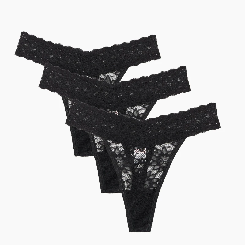 Image of Be You Pack Lace Thong - Black M