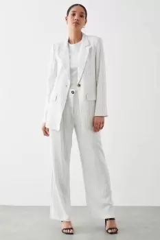 Image of Stripe Linen Blend Single Breasted Blazer