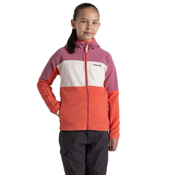 Image of Craghoppers Girls Bindloe Full Zip Hooded Fleece Jacket 11-12 years - Chest 29.5-31' (75-79cm) Dusk Hibisc CKA263G-T6H-11