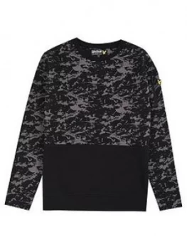 Image of Lyle & Scott Boys Block Print Long Sleeve T-Shirt - Black