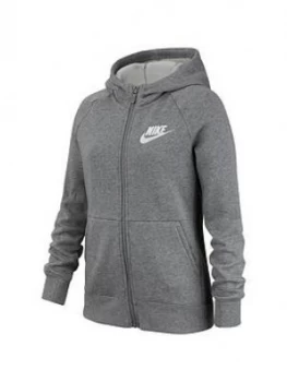 Image of Nike Nsw Girls Full Zip Hoodie - Grey/White