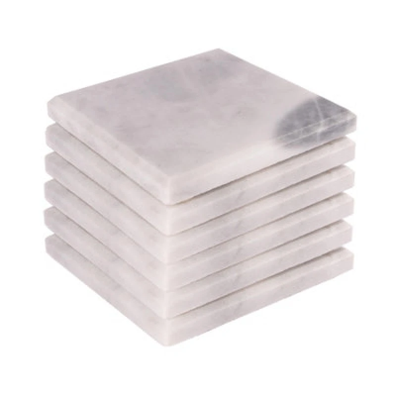 Image of Argon Tableware Marble Square Coasters - 10Cm - White - Pack Of 6