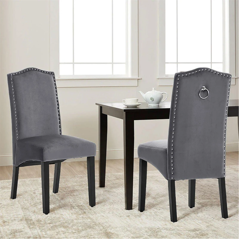 Image of Kabinet UK 2 PCS Velvet High Backrest Dinning Chair Grey unisex One Size