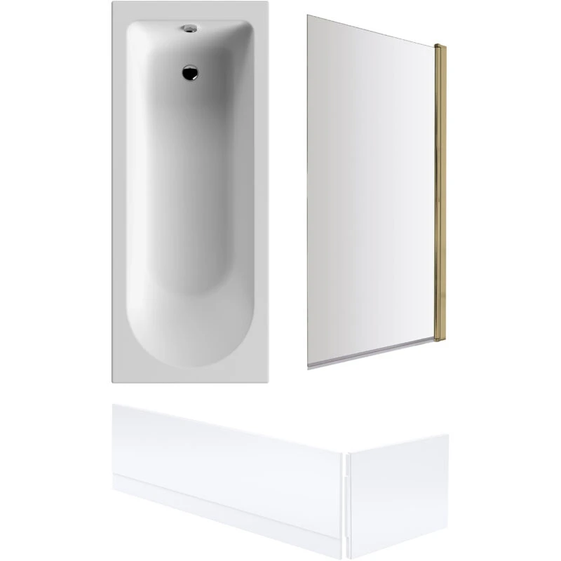 Image of Balterley Round Bath, Brushed Brass Square Screen and Panels -1700x700mm Bronze