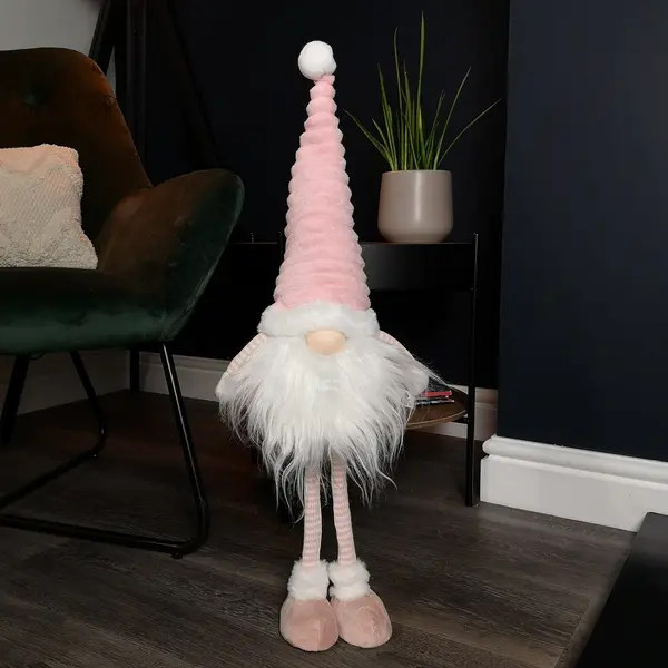Image of 67cm Standing Plush Christmas Gonk with Grooved Hat in Pink