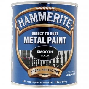 Image of Hammerite Direct To Rust Metal Paint - Smooth Black - 750ml