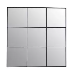 Image of Square Metal Wall Mirror - Black - 95cm