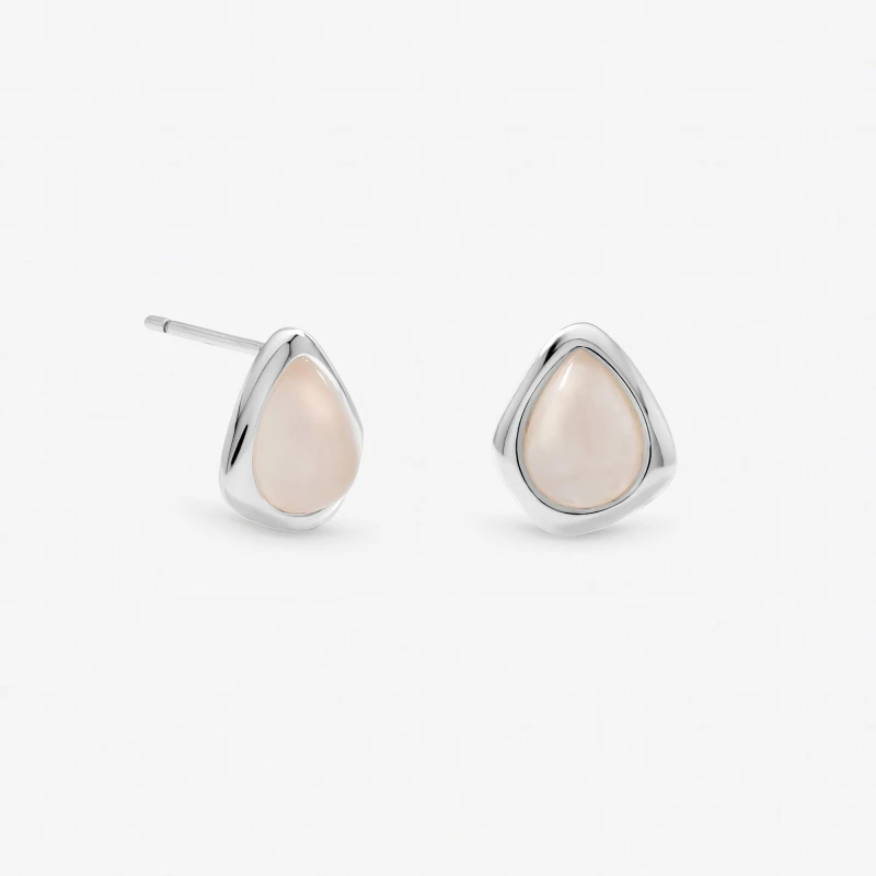 Image of Inicio Sterling Silver Plated Rose Polished Stud Earrings Silver female One Size