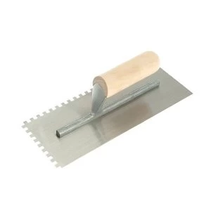 Image of R.S.T. Notched Trowel 6mm Square Notches Wooden Handle 11 x 4.1/2in