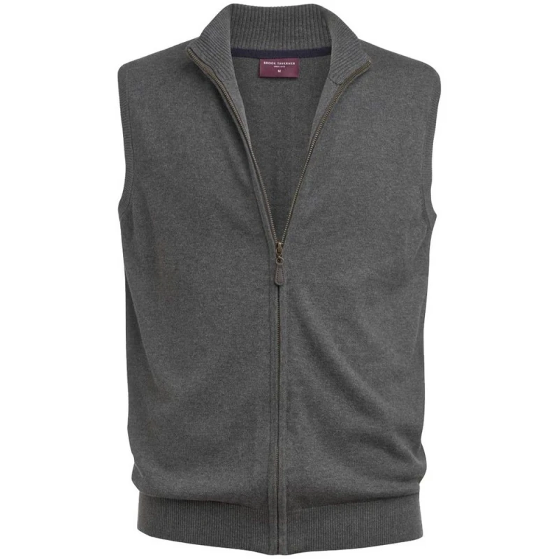 Image of Brook Taverner Brook Taverner Men Lincoln Cotton Blend Knitted Gilet in Navy Size: Small Navy S Male 5063470376049