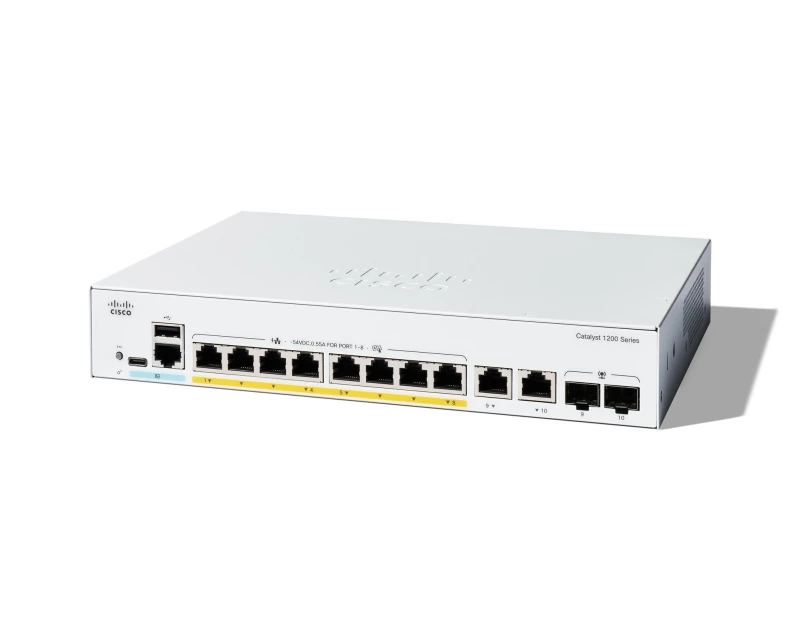 Image of Cisco Cisco Catalyst 1200-8P-E-2G Smart Switch, 8 Port GE, PoE, Ext PS, 2x1GE Combo, Limited Lifetime Protection (C1200-8P-E-2G) C1200-8P-E-2G