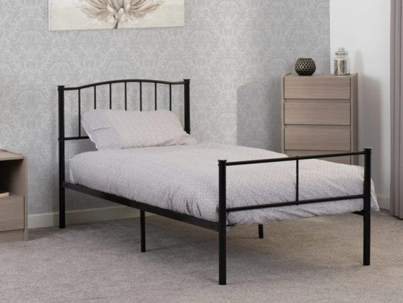 Image of Seconique Newton 3ft Single Black Metal Bed Frame