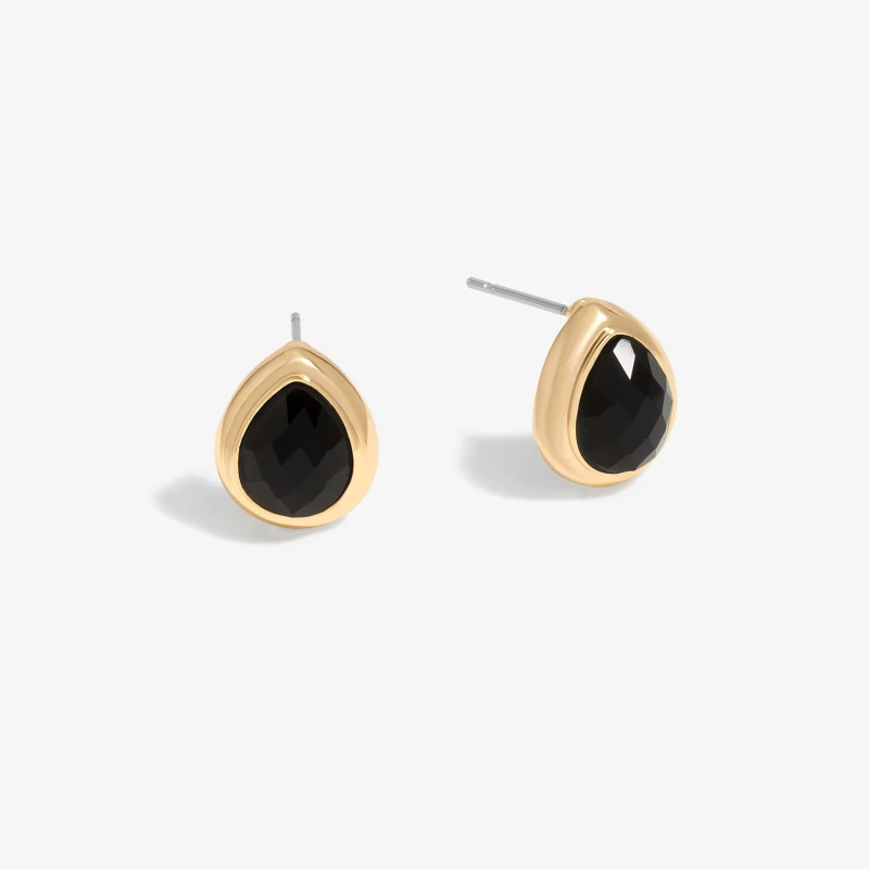 Image of Jon Richard Gold Plated And Jet Peardrop Stud Earrings Gold female