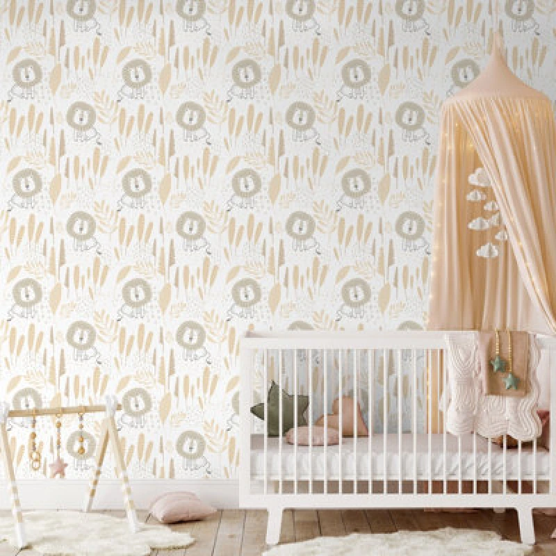 Image of Hoopla Walls Happy Lion Honey Mallow 10M Wallpaper