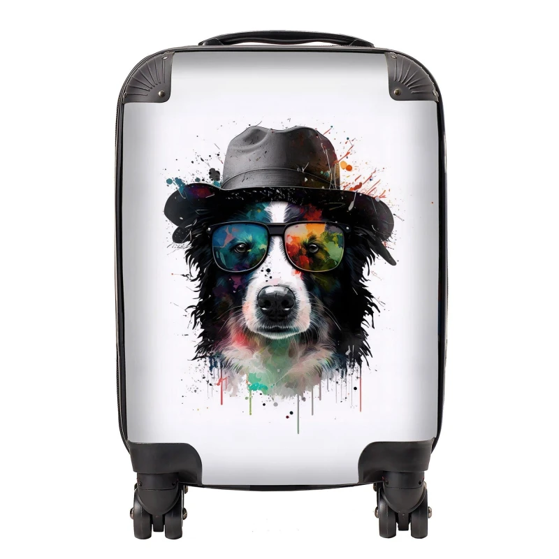 Image of Warren Reed - Designer Border Collie Dog Splashart Suitcase Size: Medium Multicolor Unisex Medium