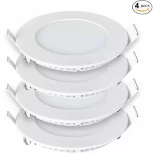 Image of ENER-J 6W 4000K LED Panel Round Recessed Ceiling Downlight 4 Pack