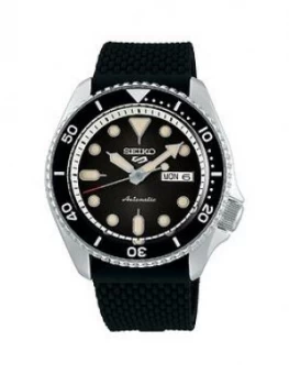 Image of Seiko 5 Silicone Strap Black Dial Watch