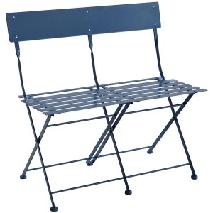 Image of Charles Bentley Folding Metal Bench - Navy/Grey