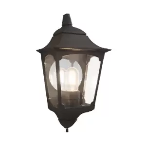Image of Outdoor IP44 1 Bulb Half Lantern Wall Light Black LED E27 100W