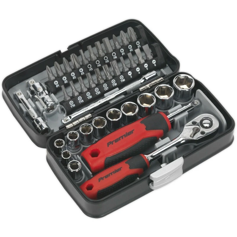 Image of Loops 38 Piece 1/4" Drive Socket and Bit Set - Chrome Vanadium - Ratchet Wrench Multi
