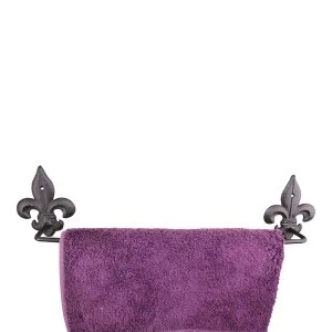 Image of Cast Iron Rustic Towel Rail, Fleur de Lis