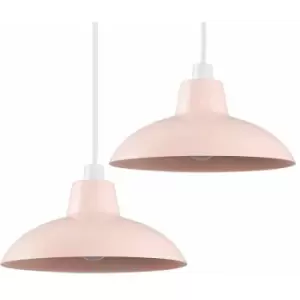 Image of Minisun - 2 x - Pink Metal Easy Fit Ceiling Pendant Light Shades